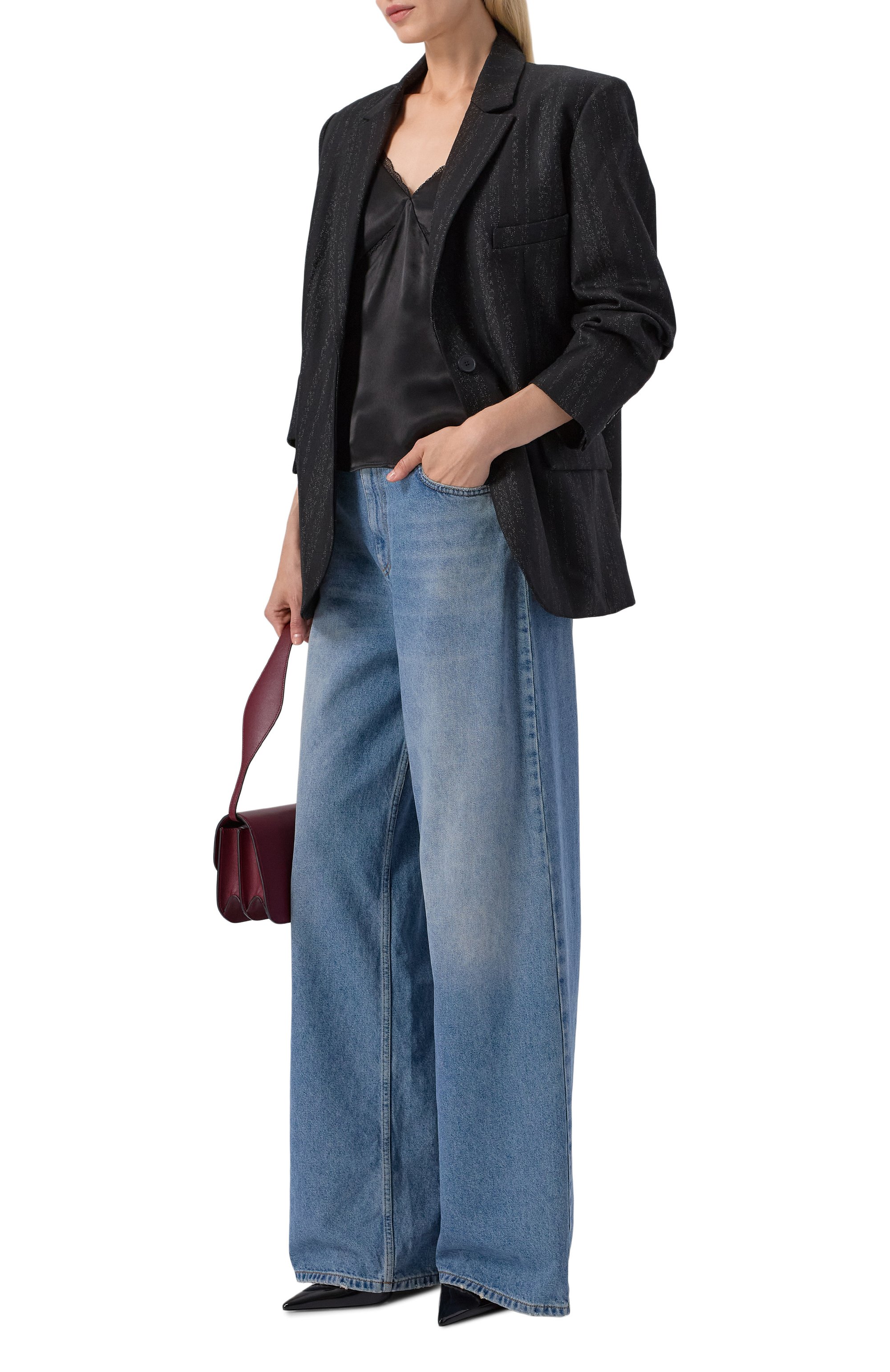 Атласный топ BOSS черного цвета по цене 21550 руб., арт. 50546597, фото 2 Атласный топ BOSS, арт. 50546597, фото 2