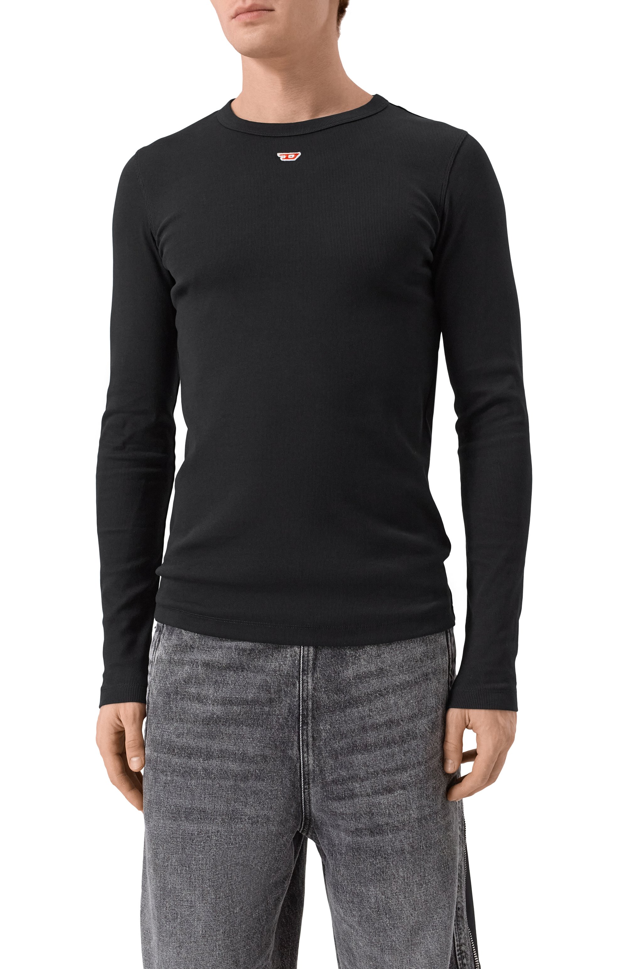 Хлопковый лонгслив DIESEL черного цвета по цене 13950 руб., арт. A14951/0EJAI, фото 3 Хлопковый лонгслив DIESEL, арт. A14951/0EJAI, фото 3