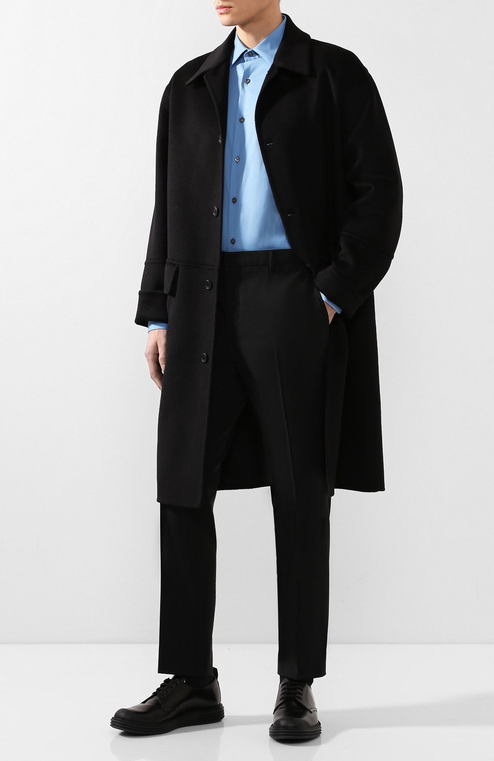 Хлопковая рубашка с воротником кент PRADA, арт. UCM608-F62-F0076, фото 2