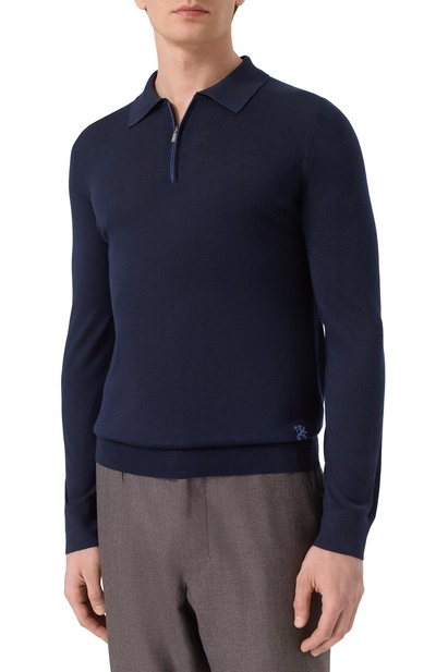 Поло из шерсти и шелка ZILLI темно-синего цвета по цене 182500 руб., арт. KZP001M0230VLSB00_001, фото 3 Поло из шерсти и шелка ZILLI, арт. KZP001M0230VLSB00_001, фото 3