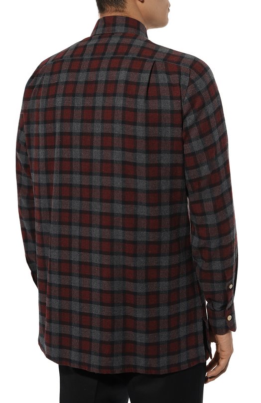 Хлопковая рубашка Kiton UCRRLH0865205 Бордовый  UCRRLH0865205 Фото 4