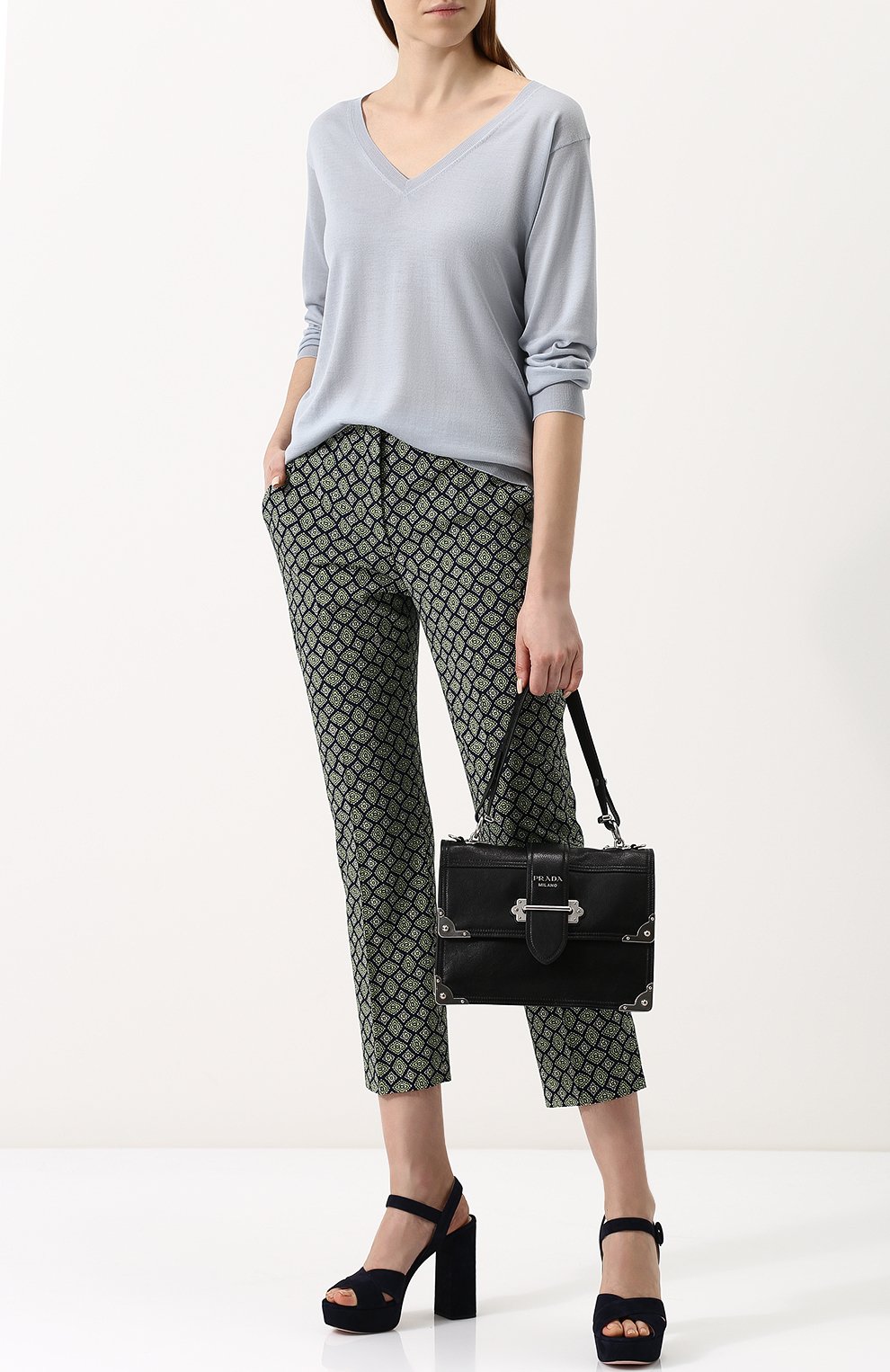 Пуловер свободного кроя с v-образным вырезом PRADA, арт. P24Q77-J2N-F0424, фото 2