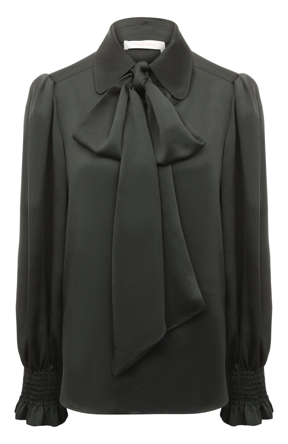 Блузка SEE BY CHLOÉ темно-зеленого цвета по цене 39950 руб., арт. CHS22AHT14/0263M9, фото 1 Блузка SEE BY CHLOÉ, арт. CHS22AHT14/0263M9, фото 1