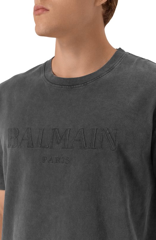 Хлопковая футболка Balmain FH1EG000/BC72 Серый  FH1EG000/BC72 Фото 5