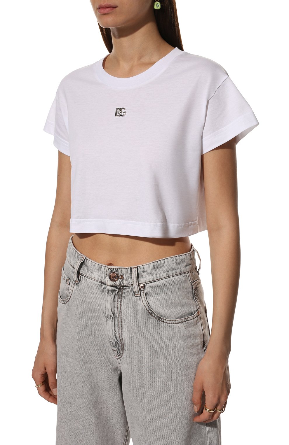 Хлопковая футболка DOLCE & GABBANA белого цвета по цене 46350 руб., арт. F8S21Z/G7E0W, фото 3 Хлопковая футболка DOLCE & GABBANA, арт. F8S21Z/G7E0W, фото 3
