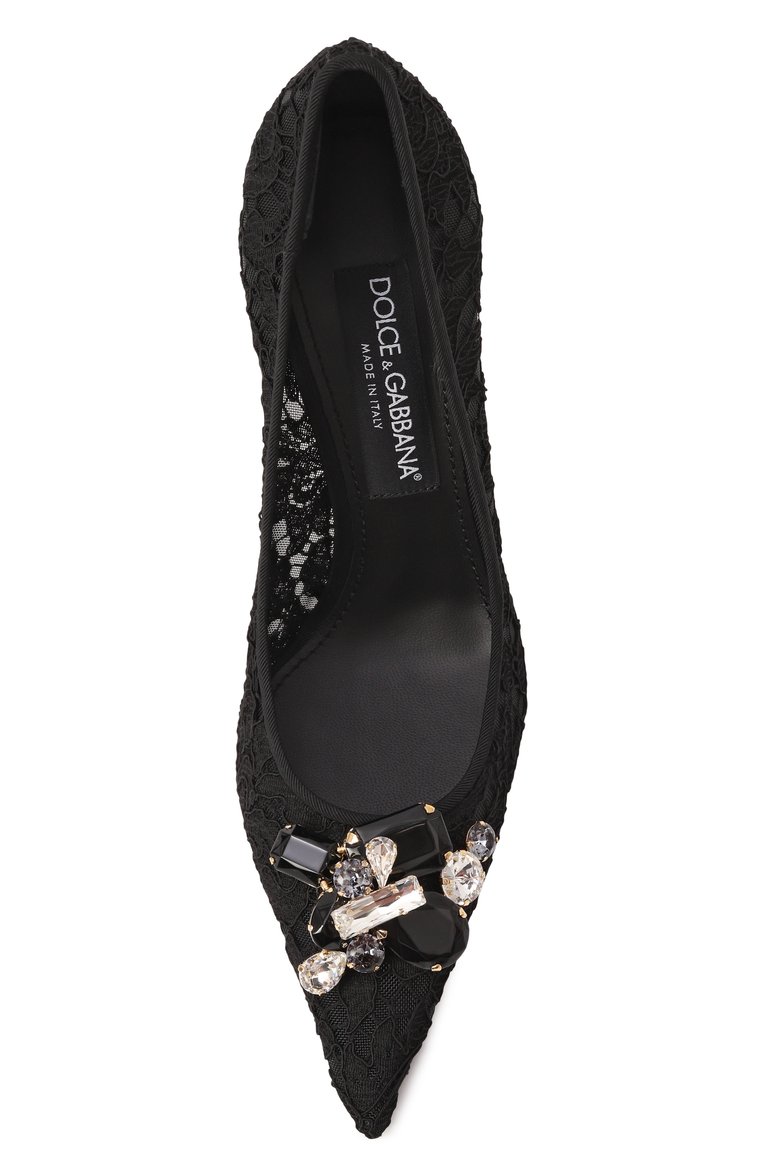 Женские текстильные туфли rainbow 105 DOLCE & GABBANA черного цвета, арт. CD1823/AQ074 | �Фото 6 (Драгоценные камни: Проставлено; Материал внутренний: Текстиль; Каблук высота: Высокий; Материал сплава: Проставлено; Подошва: Плоская; Материал внешний: Текстиль; Каблук тип: Шпилька)