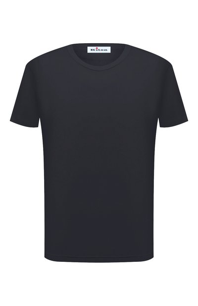 Хлопковая футболка KITON темно-синего цвета по цене 29950 руб., арт. UNWM008K0747D, фото 1 Хлопковая футболка KITON, арт. UNWM008K0747D, фото 1