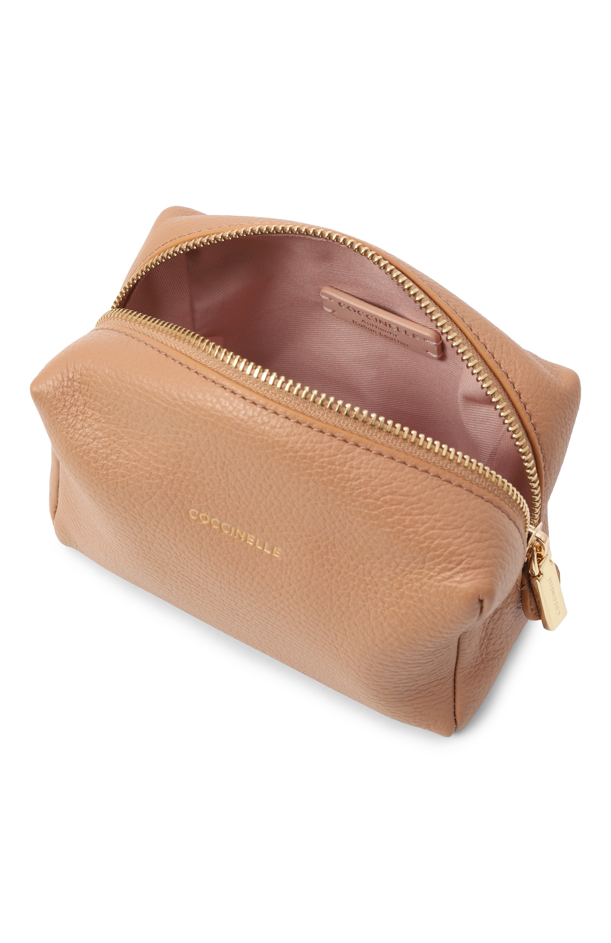 Кожаная косметичка trousse COCCINELLE бежевого цвета по цене 9350 руб., арт. E5MT525F701, фото 3 Кожаная косметичка trousse COCCINELLE, арт. E5MT525F701, фото 3