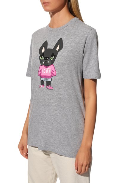 Футболка из хлопка и вискозы DSQUARED2 серого цвета по цене 22550 руб., арт. S80GC0043/S22146, фото 3 Футболка из хлопка и вискозы DSQUARED2, арт. S80GC0043/S22146, фото 3