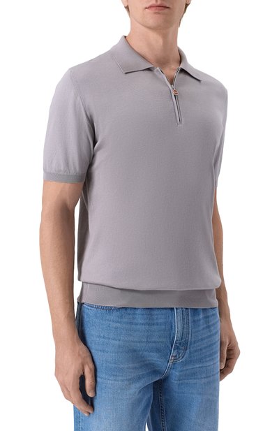 Хлопковое поло KITON светло-серого цвета по цене 133500 руб., арт. UMKX33ZK358, фото 3 Хлопковое поло KITON, арт. UMKX33ZK358, фото 3