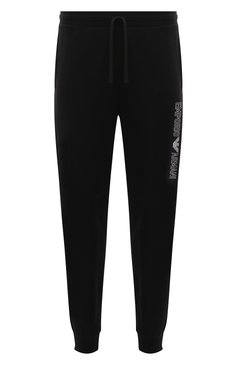 Мужские хлопковые джоггеры EMPORIO ARMANI черного цвета, арт. 111690/4R566 | Фото 1 (Длина (брюки, джинсы): Стандартные; Драгоценные камни: Проставлено; Материал внешний: Хлопок; Материал сплава: Проставлено; Силуэт М (брюки): Джоггеры; Стили: Кэжуэл)