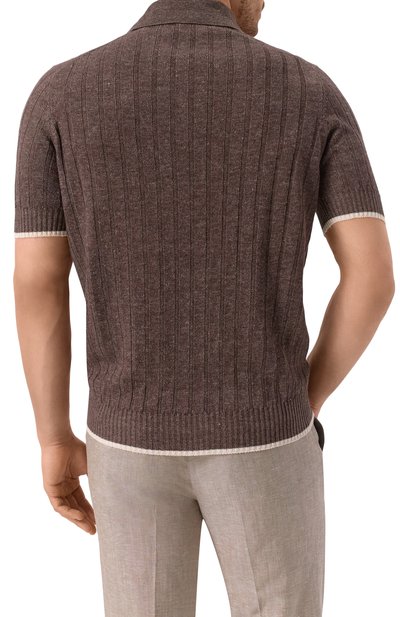 Поло изо льна и хлопка BRUNELLO CUCINELLI, арт. M2L707605, фото 4