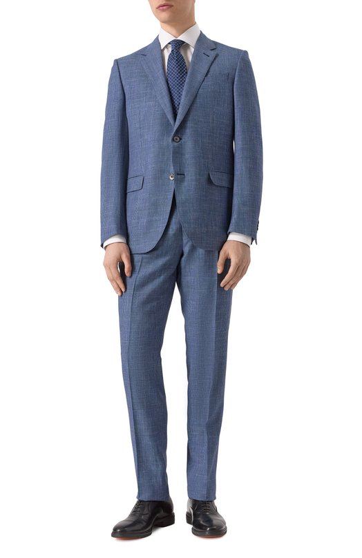 Костюм из шерсти и шелка Zegna 221225/949503A9 Синий 221225/949503A9