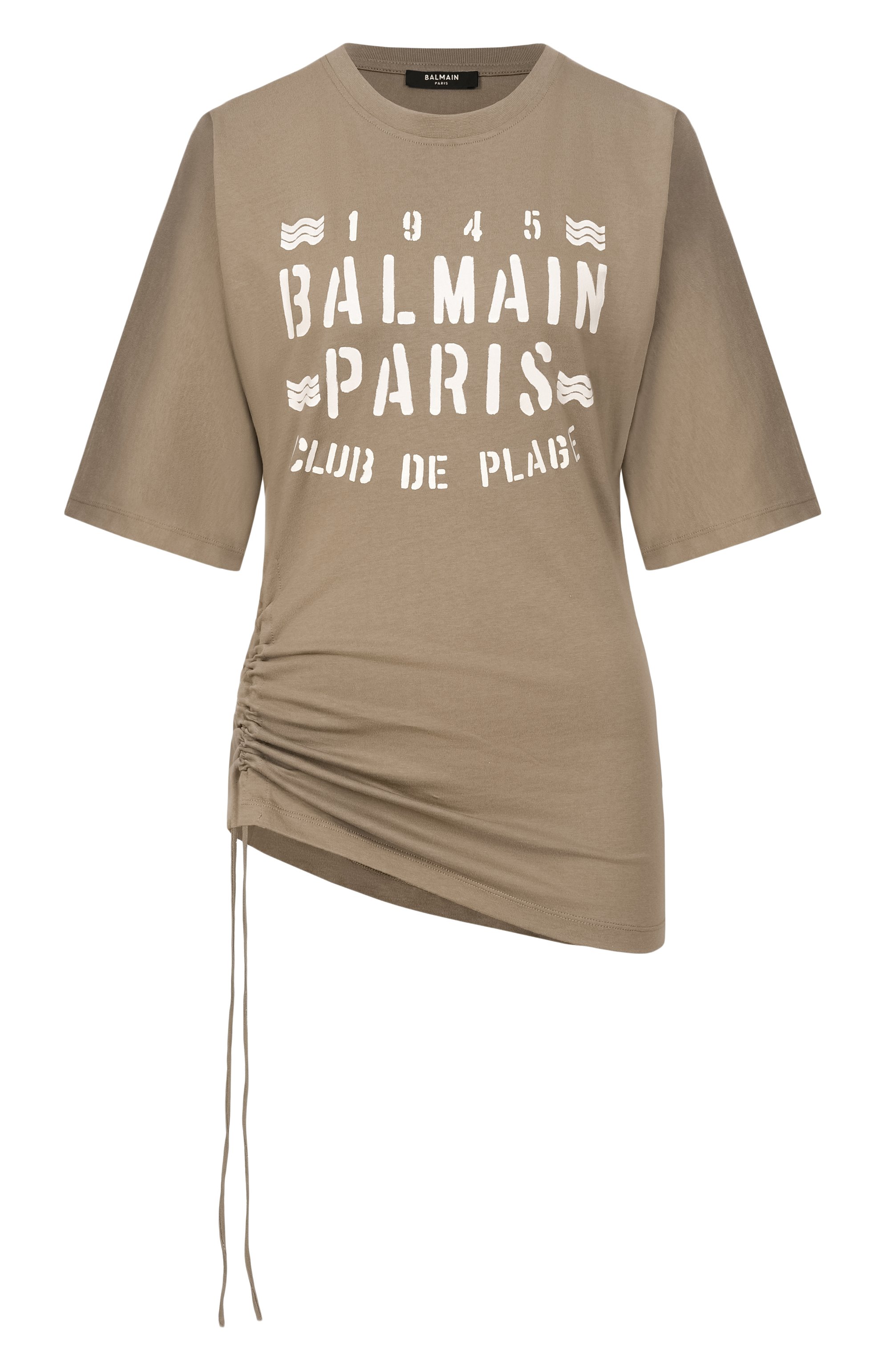 Хлопковая футболка BALMAIN хаки цвета по цене 55600 руб., арт. GF0EH035/BD55, фото 1 Хлопковая футболка BALMAIN, арт. GF0EH035/BD55, фото 1