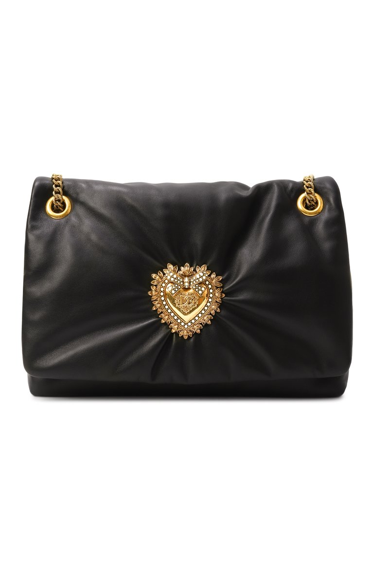 Женская сумка devotion soft large DOLCE & GABBANA черного цвета, арт. BB7540/AF984 | Фото 1 (Материал: Натуральная кожа; Ремень/цепочка: На ремешке; Размер: large; Автоматизация состава: Проставлено; Автоматизация ТО: Проставлено)