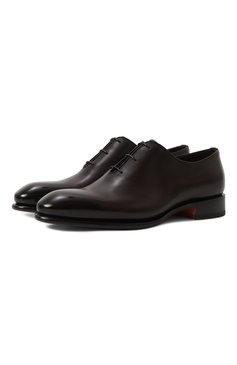 Мужские кожаные оксфорды SANTONI темно-коричневого цвета, арт. MCCG16229MC1HVVDN01 | Фото 1 (Материал внешний: Натуральная кожа; Материал сплава: Проставлено; Материал внутренний: Натуральная кожа; Нос: Не проставлено; Стили: Классический)