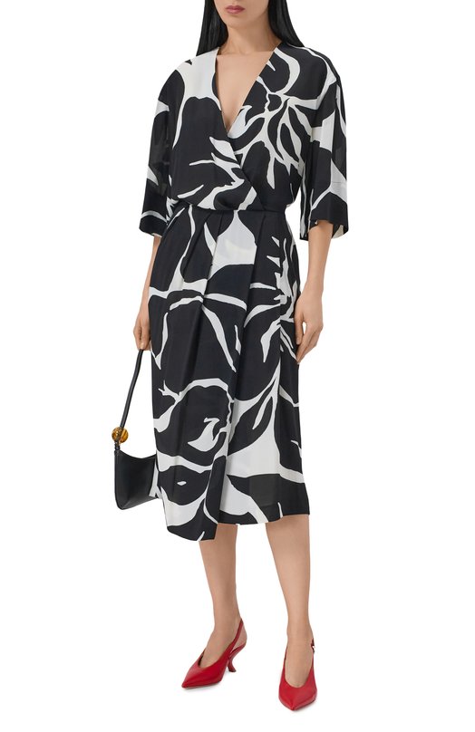 Платье из вискозы Dries Van Noten 011044/3014 Чёрно-белый  011044/3014 Фото 2