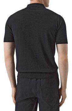 Мужское шерстяное поло DOLCE & GABBANA черного цвета, арт. GX038T/JCVC7 | Фото 4 (Материал внешний: Шерсть; Материал сплава: Проставлено; Длина (для топов): Стандартные; Драгоценные камни: Проставлено; Рукава: Короткие; Застежка: Пуговицы; Кросс-КТ: Трикотаж; Принт: Без принта; Стили: Кэжуэл)