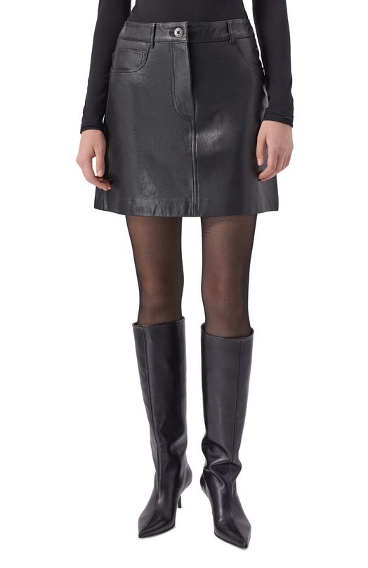 Кожаная юбка Weekend Max Mara HULL Чёрный  HULL Фото 3