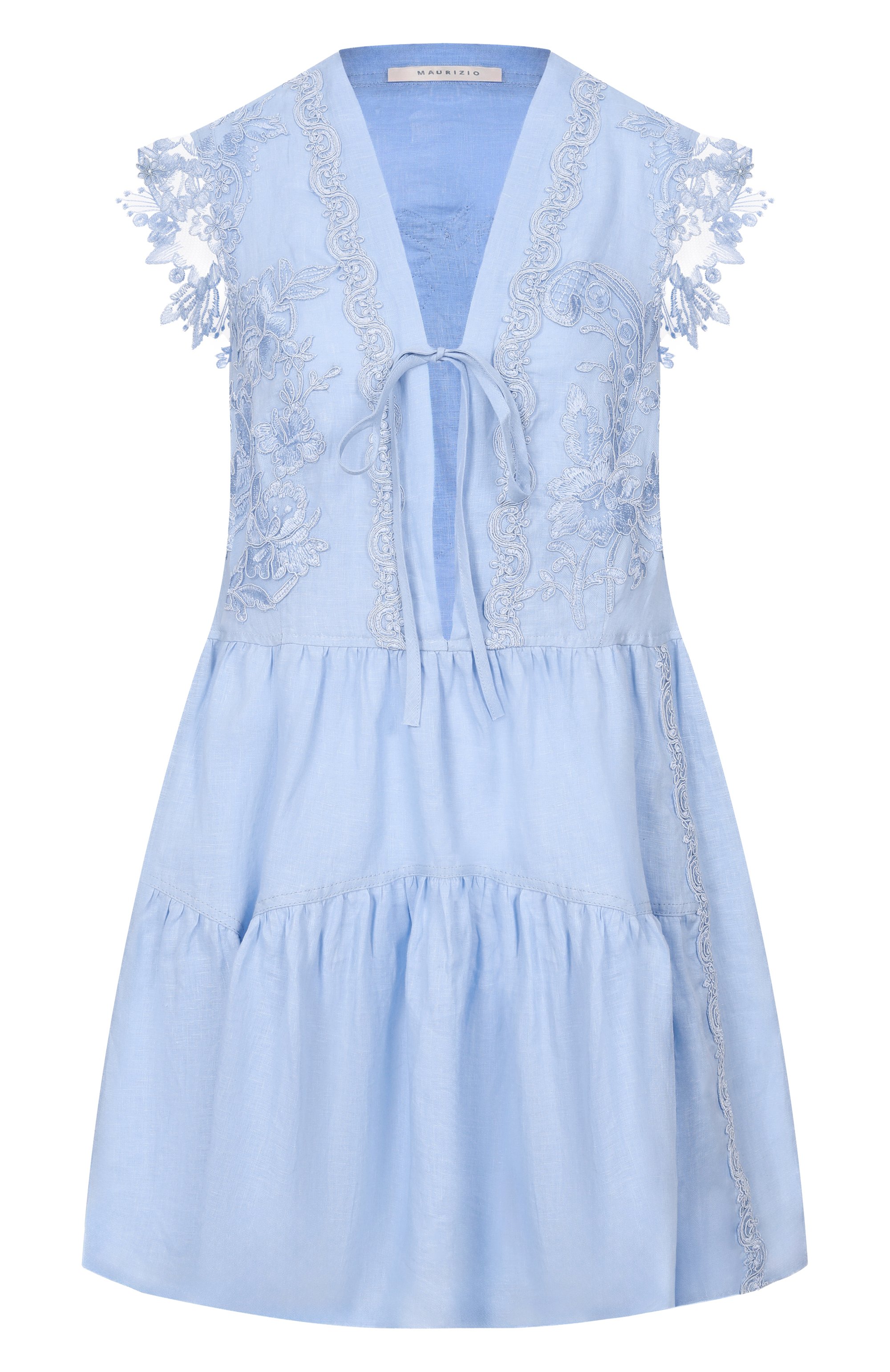 Платье из хлопка и вискозы MAURIZIO голубого цвета по цене 64050 руб., арт. W06200781, фото 1 Платье из хлопка и вискозы MAURIZIO, арт. W06200781, фото 1