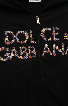 Детский хлопковая толстовка DOLCE & GABBANA черного цвета, арт. L5JW9M/G7KC1/8-14 | Фото 3 (Рукава: Длинные; Девочки Кросс-КТ: Толстовка-одежда; Материал сплава: Проставлено; Материал внешний: Хлопок; Драгоценные камни: Проставлено)