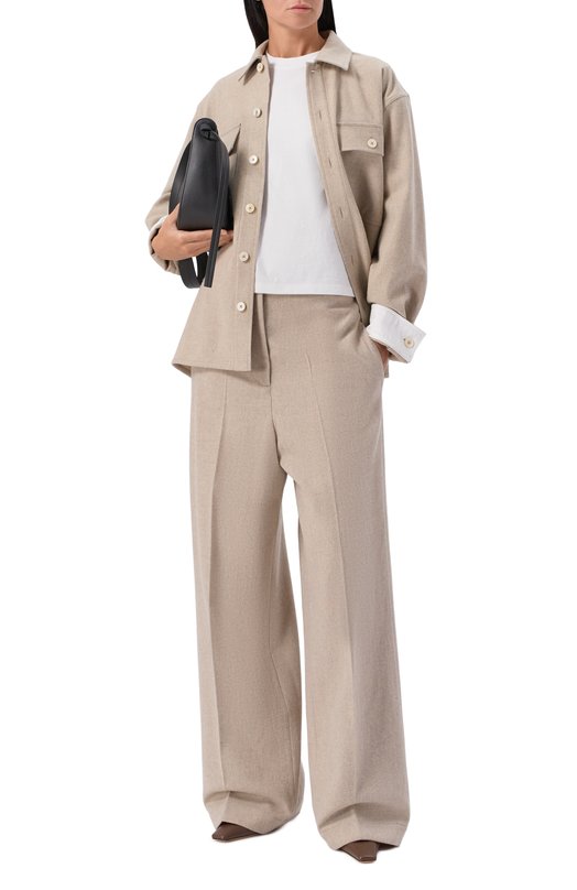 Шерстяные брюки Jil Sander J40KA0275/J40182 Бежевый  J40KA0275/J40182 Фото 2
