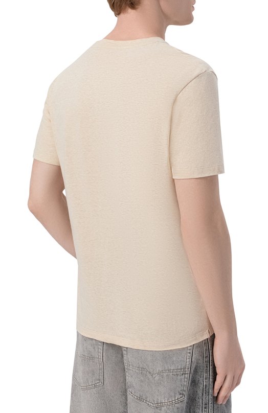 Футболка из хлопка и льна HINNOMINATE HMABM01505 Бежевый  HMABM01505 Фото 4