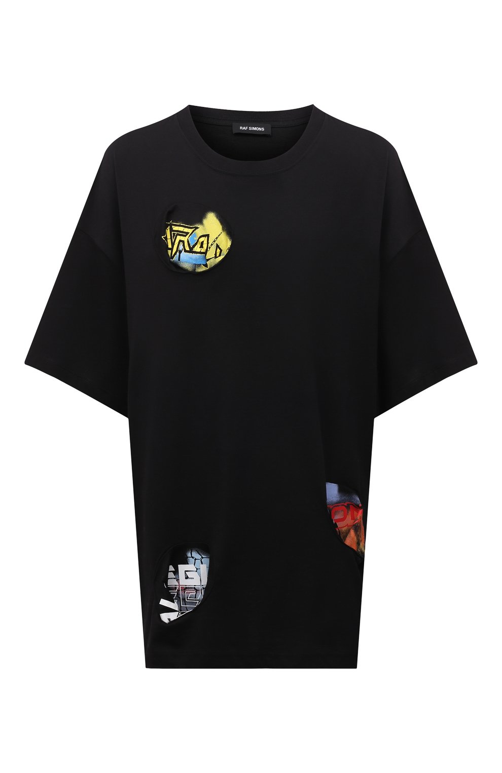 Хлопковая футболка RAF SIMONS черного цвета по цене 47450 руб., арт. 212-W115-19001, фото 1 Хлопковая футболка RAF SIMONS, арт. 212-W115-19001, фото 1