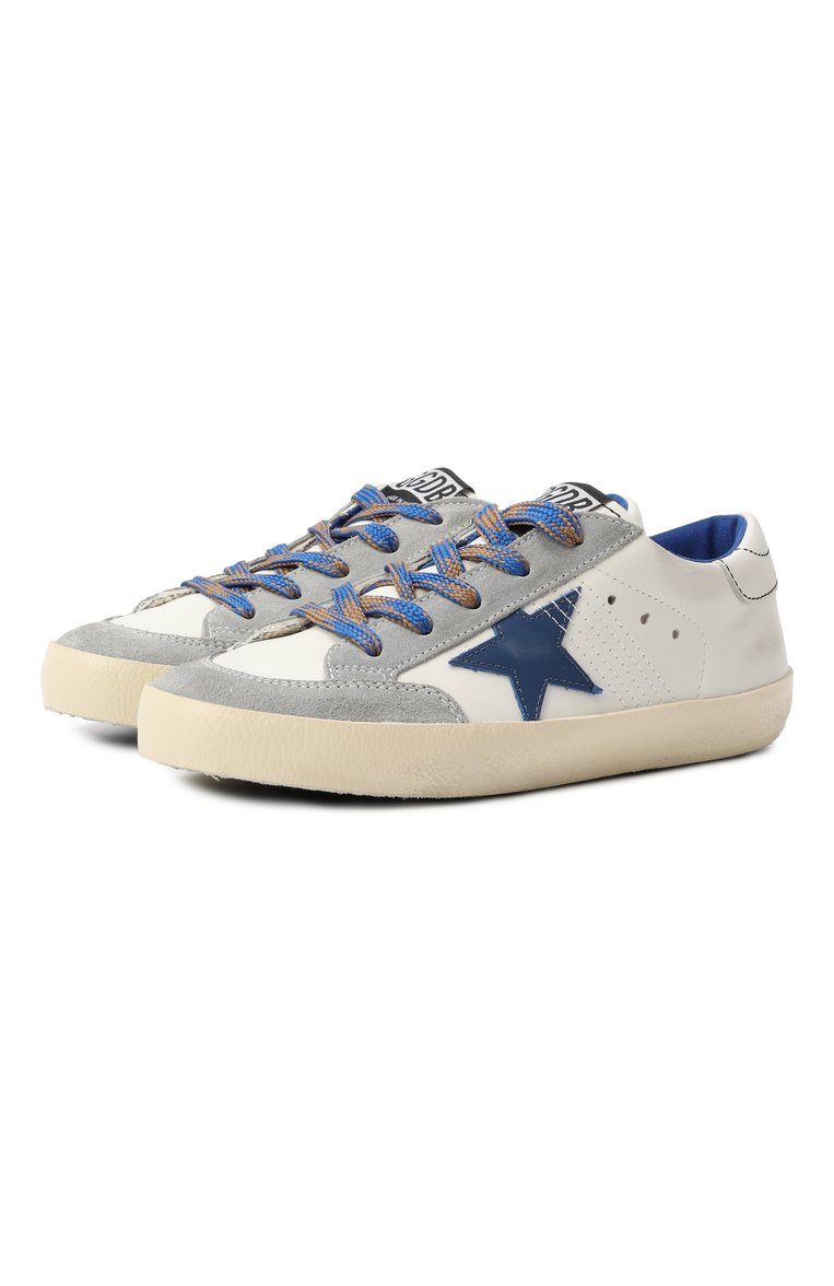 Детские кожаные кеды super-star GOLDEN GOOSE DELUXE BRAND молочного цвета, арт. GYF00107.F006755 | Фото 1 (Материал внутренний: Текстиль; Материал внешний: Натуральная кожа; Нос: Не проставлено; Мальчики Кросс-КТ: Обувь-низкие; Автоматизация состава: Проставлено)