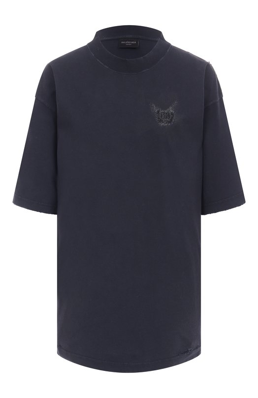 Хлопковая футболка Balenciaga 764235/TSVD5 Синий 764235/TSVD5
