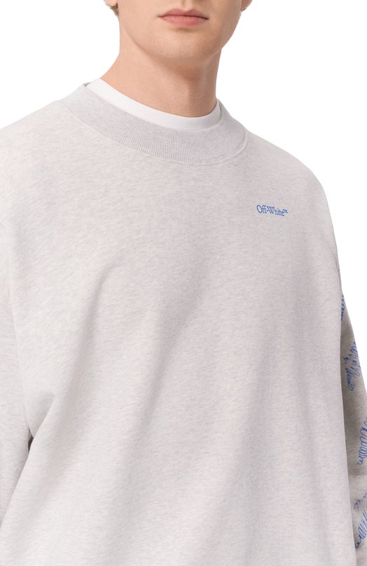 Хлопковый свитшот Off-White 0MBA054F25FLE006 Серый  0MBA054F25FLE006 Фото 5