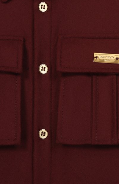 Шерстяная рубашка BALMAIN бордового цвета по цене 41350 руб., арт. BZ5H10, фото 3 Шерстяная рубашка BALMAIN, арт. BZ5H10, фото 3