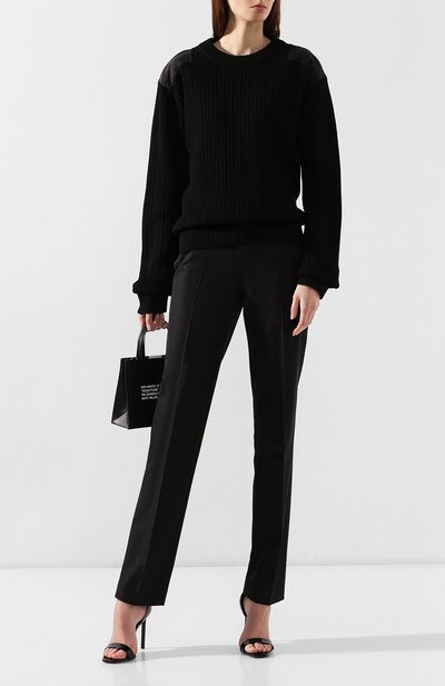 Хлопковый пуловер HELMUT LANG черного цвета по цене 42950 руб., арт. J01HW707, фото 2 Хлопковый пуловер HELMUT LANG, арт. J01HW707, фото 2