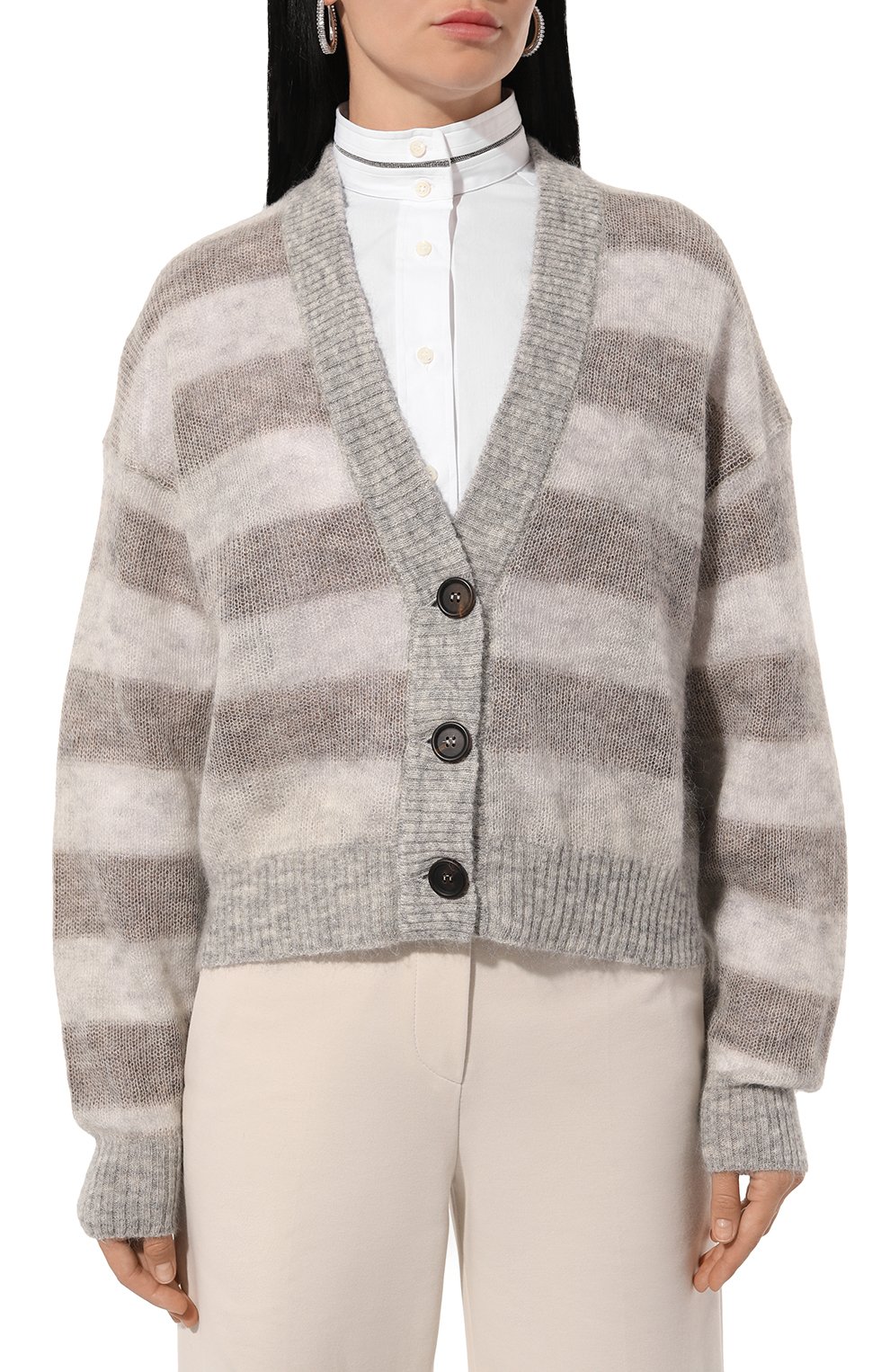 Кардиган BRUNELLO CUCINELLI серого цвета по цене 166500 руб., арт. MPC73BP409, фото 3 Кардиган BRUNELLO CUCINELLI, арт. MPC73BP409, фото 3