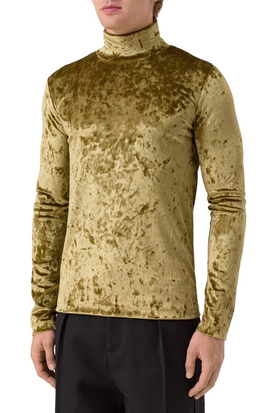 Бархатная водолазка Dries Van Noten 021128-2329-607 Хаки  021128-2329-607 Фото 3