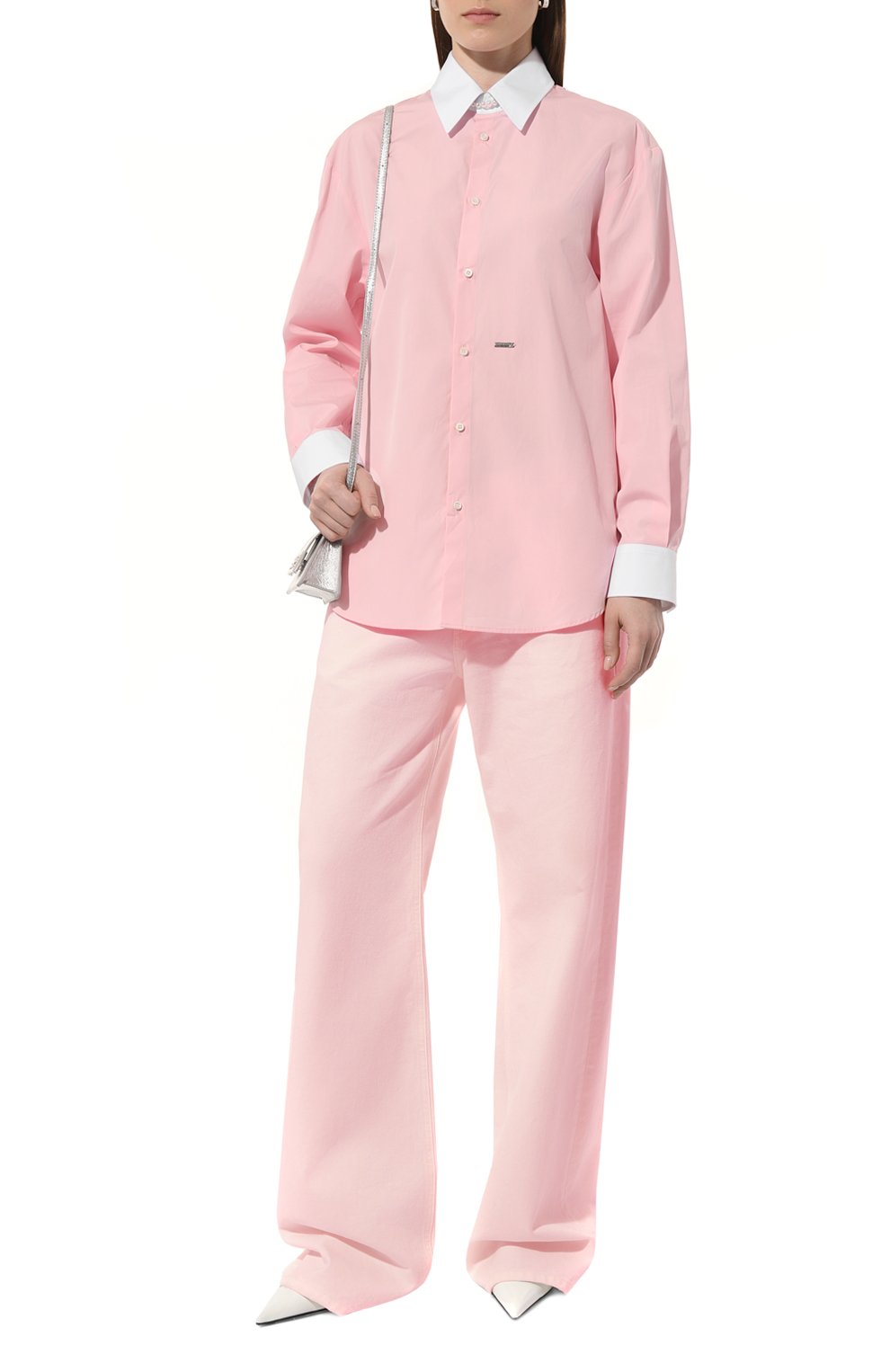 Хлопковая рубашка DSQUARED2 розового цвета по цене 65450 руб., арт. S72DL0745, фото 2 Хлопковая рубашка DSQUARED2, арт. S72DL0745, фото 2