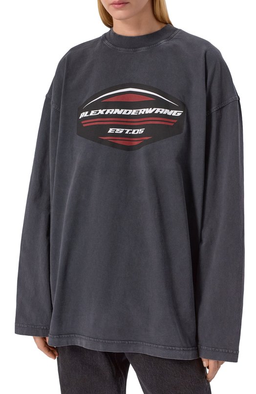 Хлопковый лонгслив Alexander Wang UCC1261109 Серый  UCC1261109 Фото 3