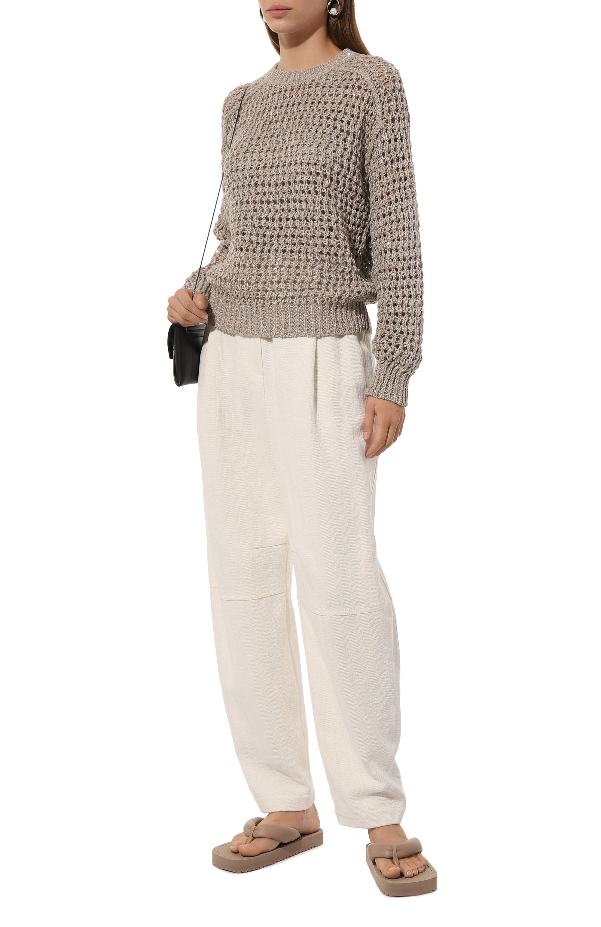 Брюки из хлопка и льна BRUNELLO CUCINELLI, арт. MH571P8528, фото 2