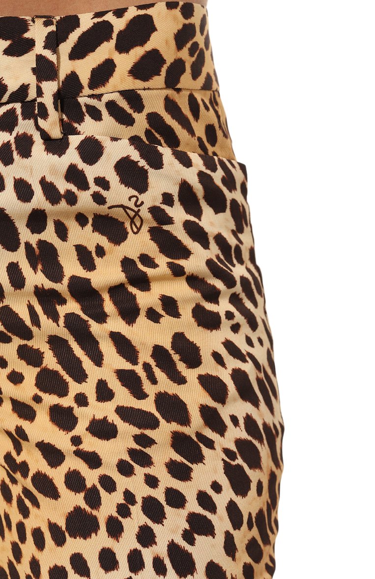 Женские брюки из вискозы DSQUARED2 леопардового цвета, арт. S75KB0344/S78189 | Фото 5 (Длина (брюки, джинсы): Удлиненные; Стили: Гламурный; Женское Кросс-КТ: Брюки-одежда; Материал сплава: Проставлено; Силуэт Ж (брюки и джинсы): Расклешенные; Материал внешний: Вискоза; Драгоценные камни: Проставлено)