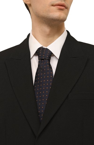 Галстук из шелка и хлопка CORNELIANI темно-синего цвета по цене 13900 руб., арт. 91U302-3120326, фото 2 Галстук из шелка и хлопка CORNELIANI, арт. 91U302-3120326, фото 2