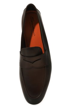 Мужские кожаные пенни-лоферы SANTONI темно-коричневого цвета, арт. MCNG18837SA4SSG8T50 | Фото 6 (Материал внутренний: Натуральная кожа; Материал сплава: Проставлено; Нос: Не проставлено; Стили: Кэжуэл)