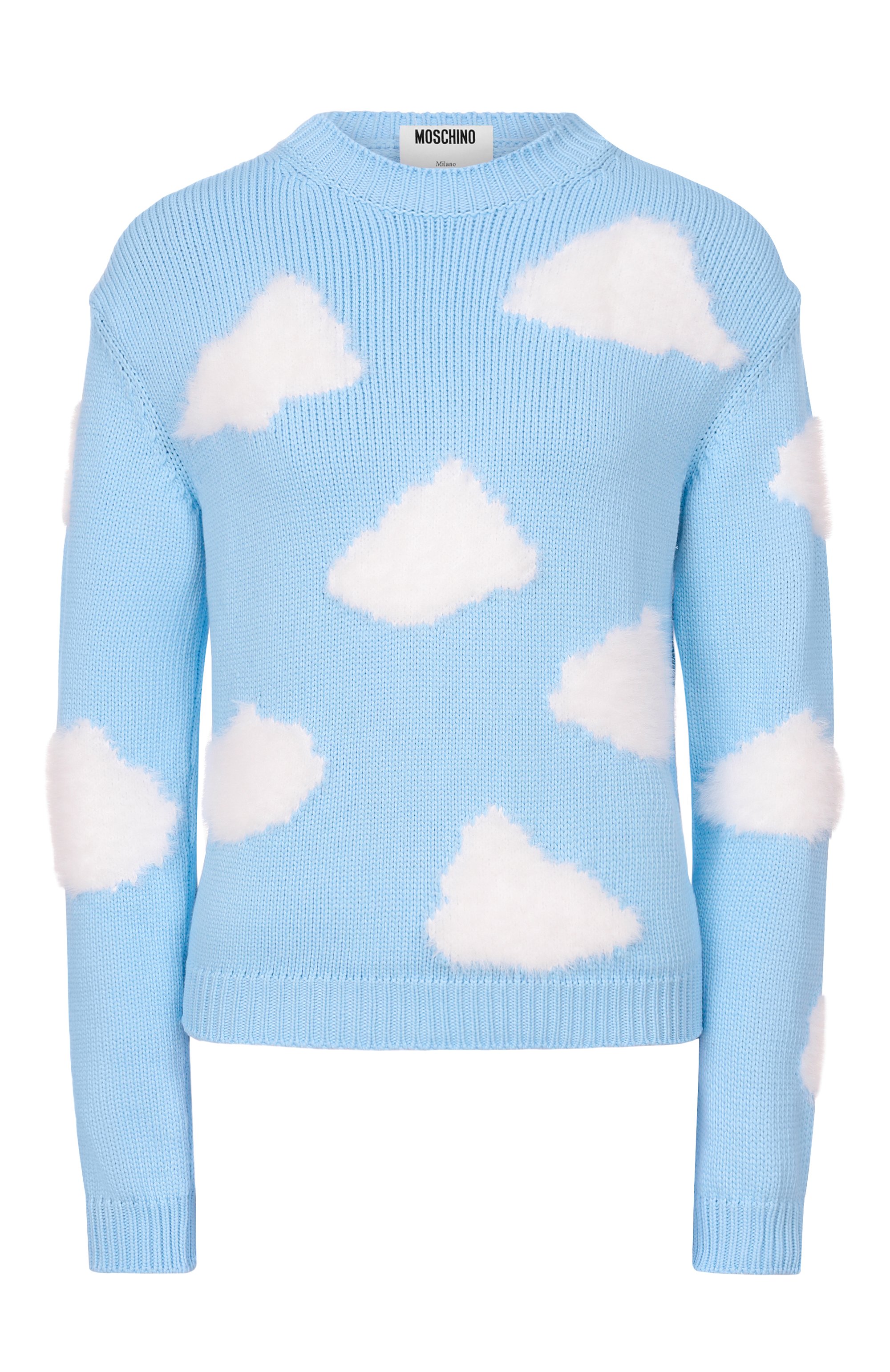 Свитер MOSCHINO голубого цвета по цене 67200 руб., арт. A0936/0507, фото 1 Свитер MOSCHINO, арт. A0936/0507, фото 1