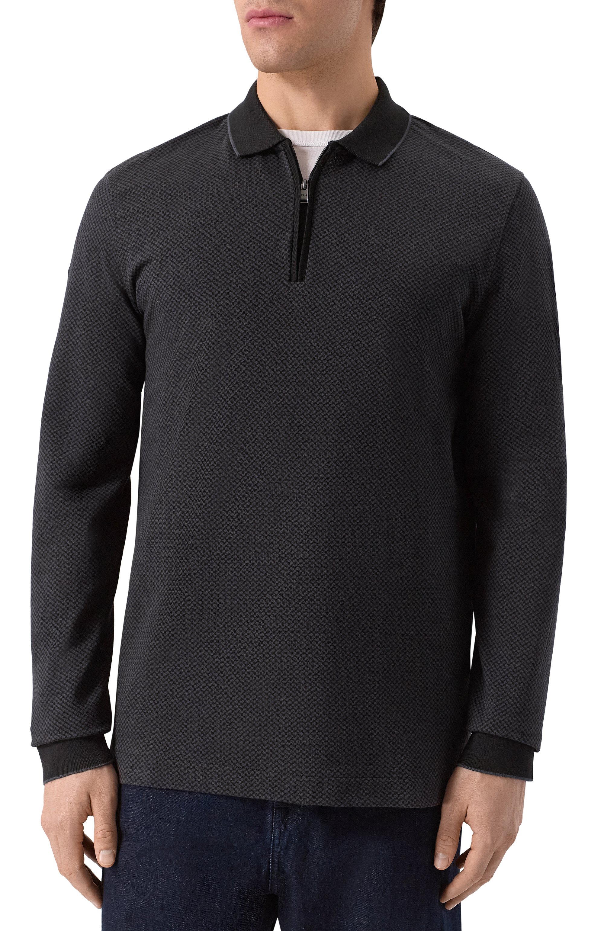 Хлопковое поло BOSS темно-серого цвета по цене 21700 руб., арт. 50549583, фото 3 Хлопковое поло BOSS, арт. 50549583, фото 3