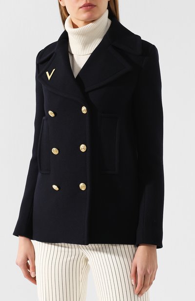 Шерстяное пальто VALENTINO темно-синего цвета по цене 333000 руб., арт. RB3CJ0U54G8, фото 3 Шерстяное пальто VALENTINO, арт. RB3CJ0U54G8, фото 3