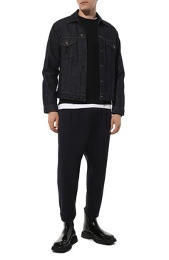 Мужские брюки из шерсти и кашемира BALMAIN темно-синего цвета, арт. AH1PK005JF27 | Фото 2 (Материал внешний: Шерсть; Длина (брюки, джинсы): Укороченные; Случай: Повседневный; Стили: Кэжуэл)