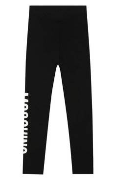 Детские хлопковые леггинсы MOSCHINO черного цвета, арт. H1P02R/LBA00/4A-8A | Фото 2 (Материал внешний: Хлопок; Статус проверки: Проверена категория; Случай: Повседневный; Девочки Кросс-КТ: Леггинсы-одежда; Нос: Не проставлено; Материал сплава: Проставлено)