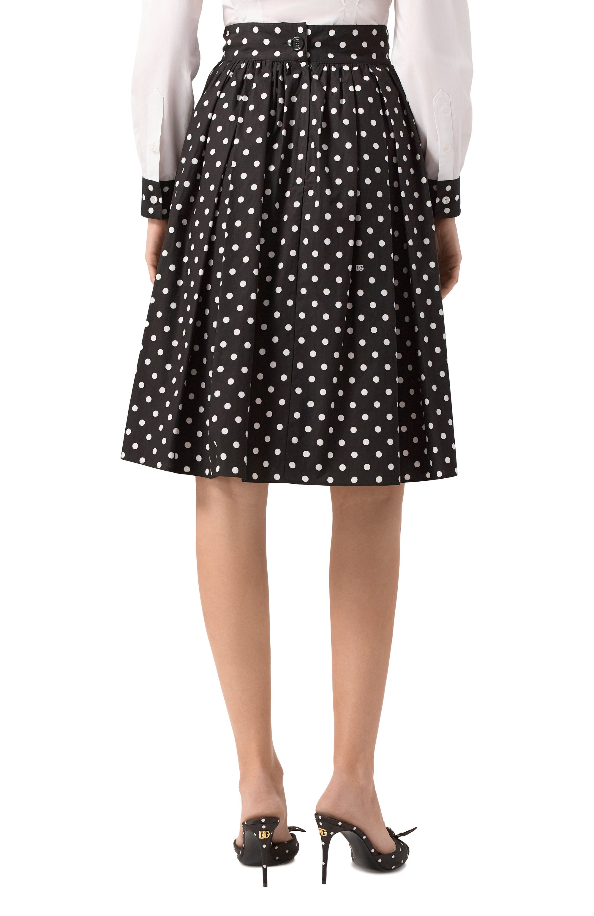 Хлопковая юбка DOLCE & GABBANA черного цвета по цене 79150 руб., арт. F4CLQT/HS5R7, фото 4 Хлопковая юбка DOLCE & GABBANA, арт. F4CLQT/HS5R7, фото 4