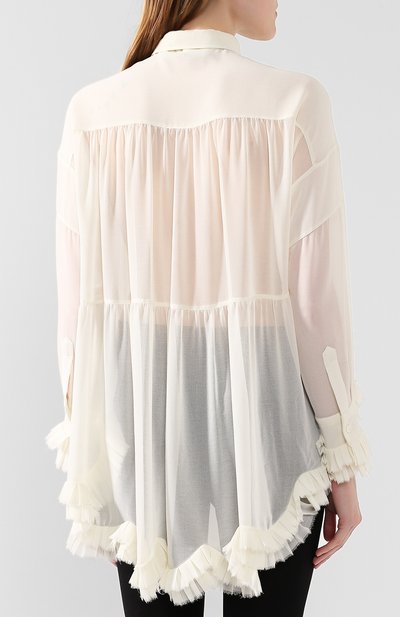 Блузка с оборкой PHILOSOPHY DI LORENZO SERAFINI белого цвета по цене 71650 руб., арт. A0208/5717, фото 4 Блузка с оборкой PHILOSOPHY DI LORENZO SERAFINI, арт. A0208/5717, фото 4