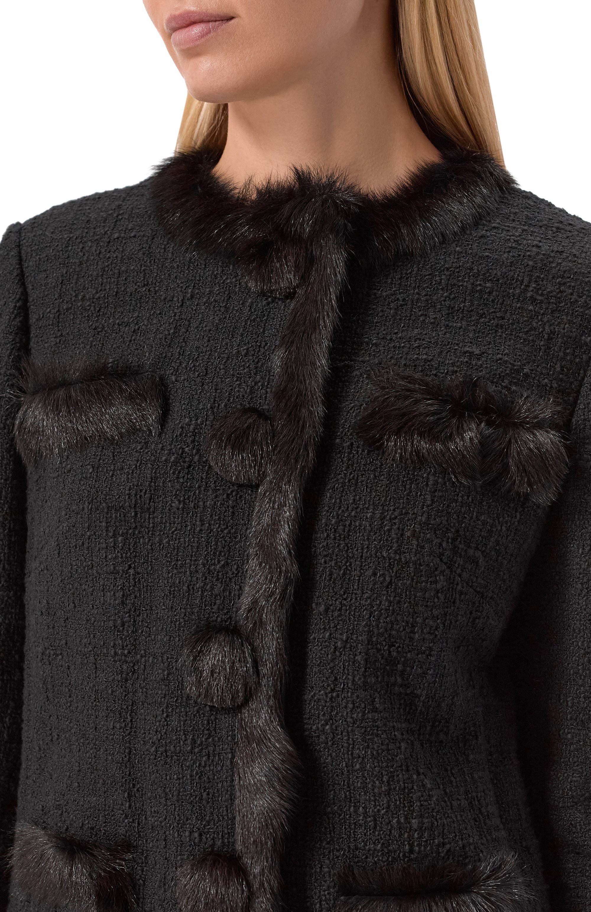 Твидовый жакет с отделкой из козы DOLCE & GABBANA, арт. F27HIZ/HUMJK, фото 5