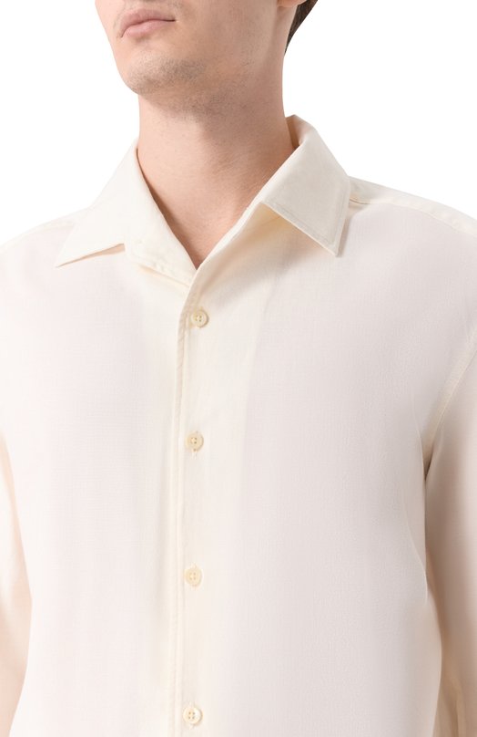 Рубашка из хлопка и шерсти 12 STOREEZ 135616 Кремовый  135616 Фото 5
